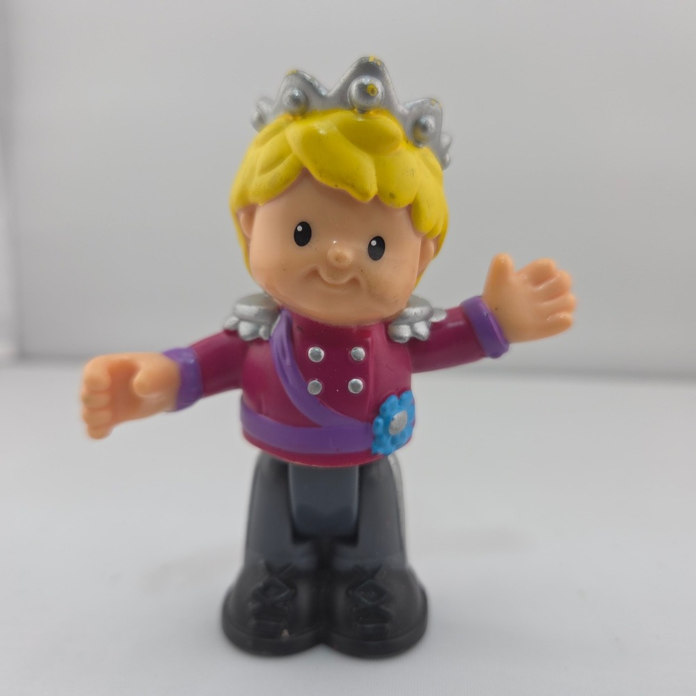 Fisher Price Little People Prince Royal Figure Silver Crown Purple Bendable